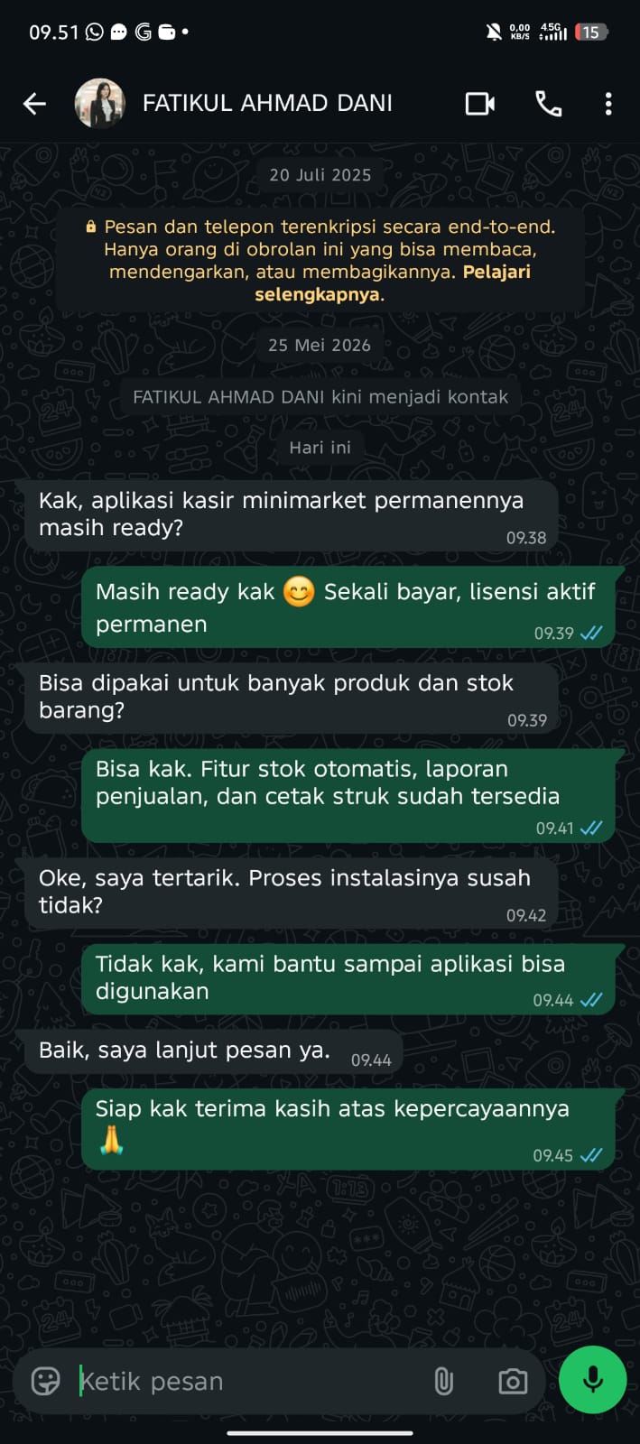 Bukti Chat & Transfer Pelanggan LAKU POS